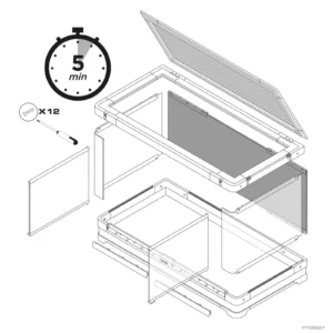 Comparatif : Quel est le Meilleur Terrarium pour Gecko Léopard en 2026 ? Schéma de montage rapide du terrarium Exo Terra Vista 90.